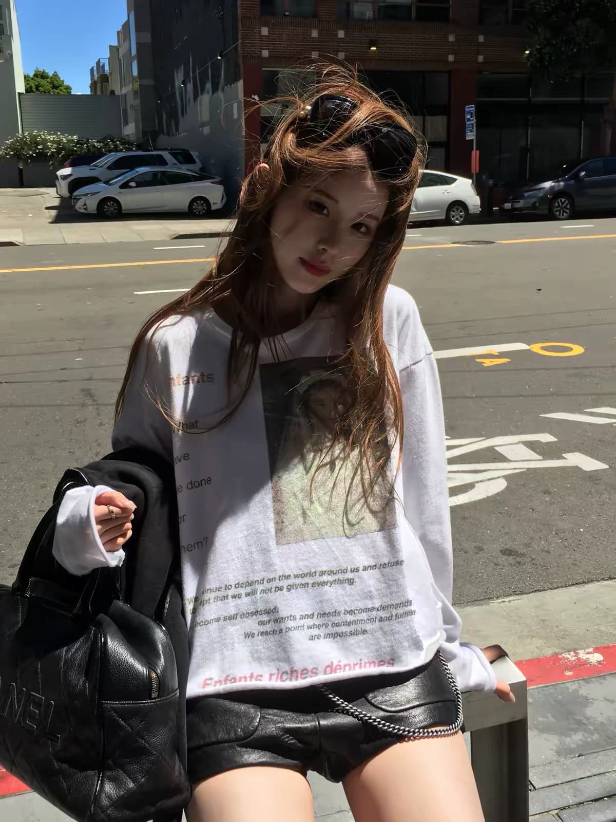 프린트 순면 220 그램 긴팔 티셔츠 이미지 2