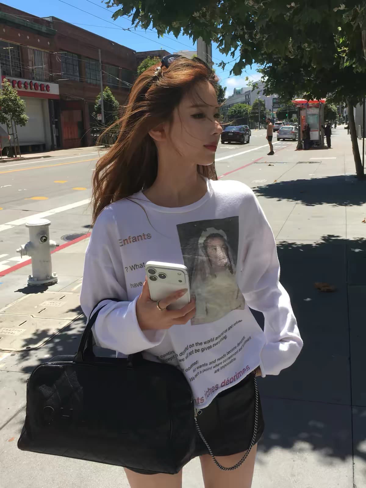프린트 순면 220 그램 긴팔 티셔츠 상세 이미지 5