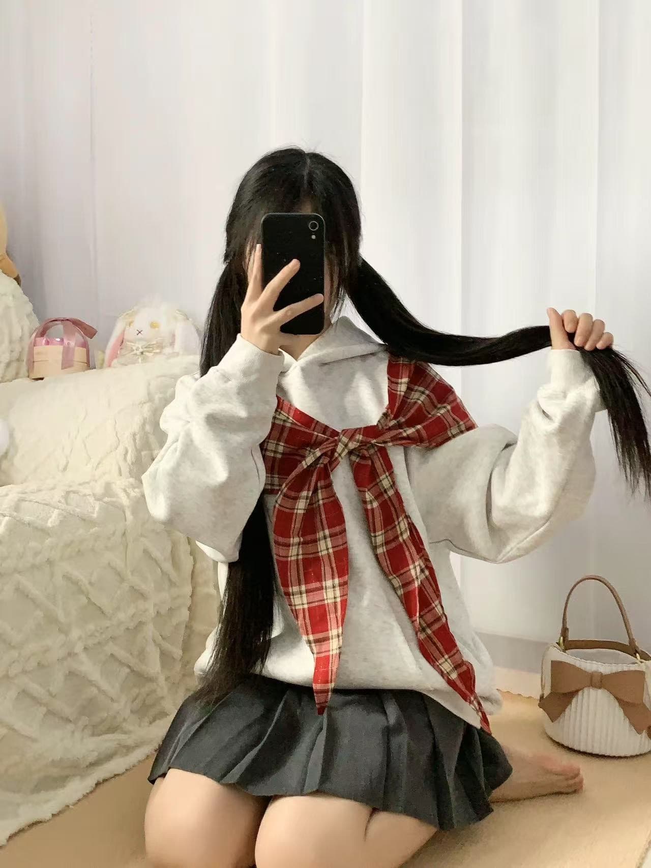 좋은 품질 원본 솜씨 광저우 체크 직물 순수한 Mianhua 면 후드 티 스웨터 이미지 3