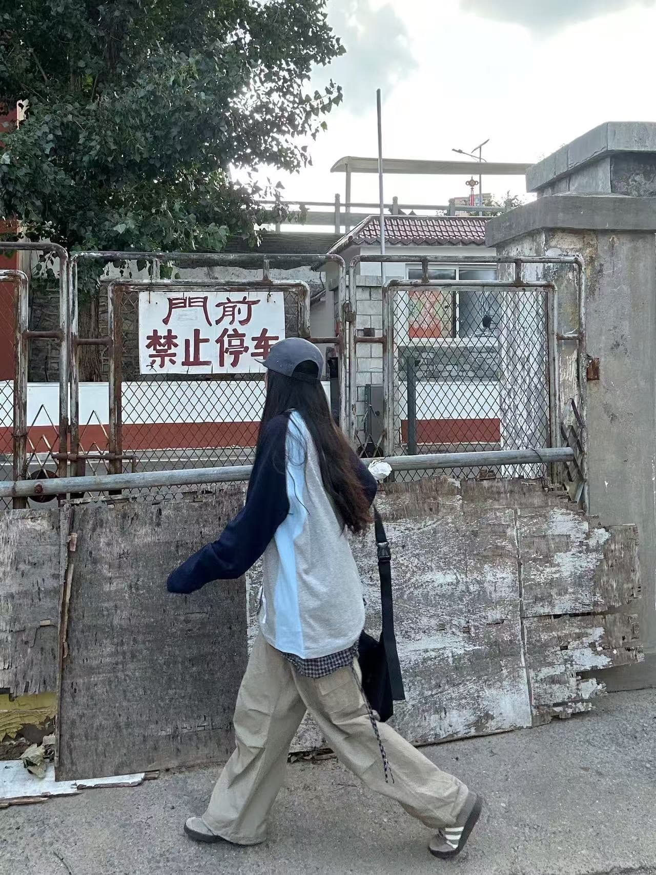 원본 솜씨 명중 인터넷 패치워크 19 지점 220 그램 순면 긴팔 티셔츠 이미지 3