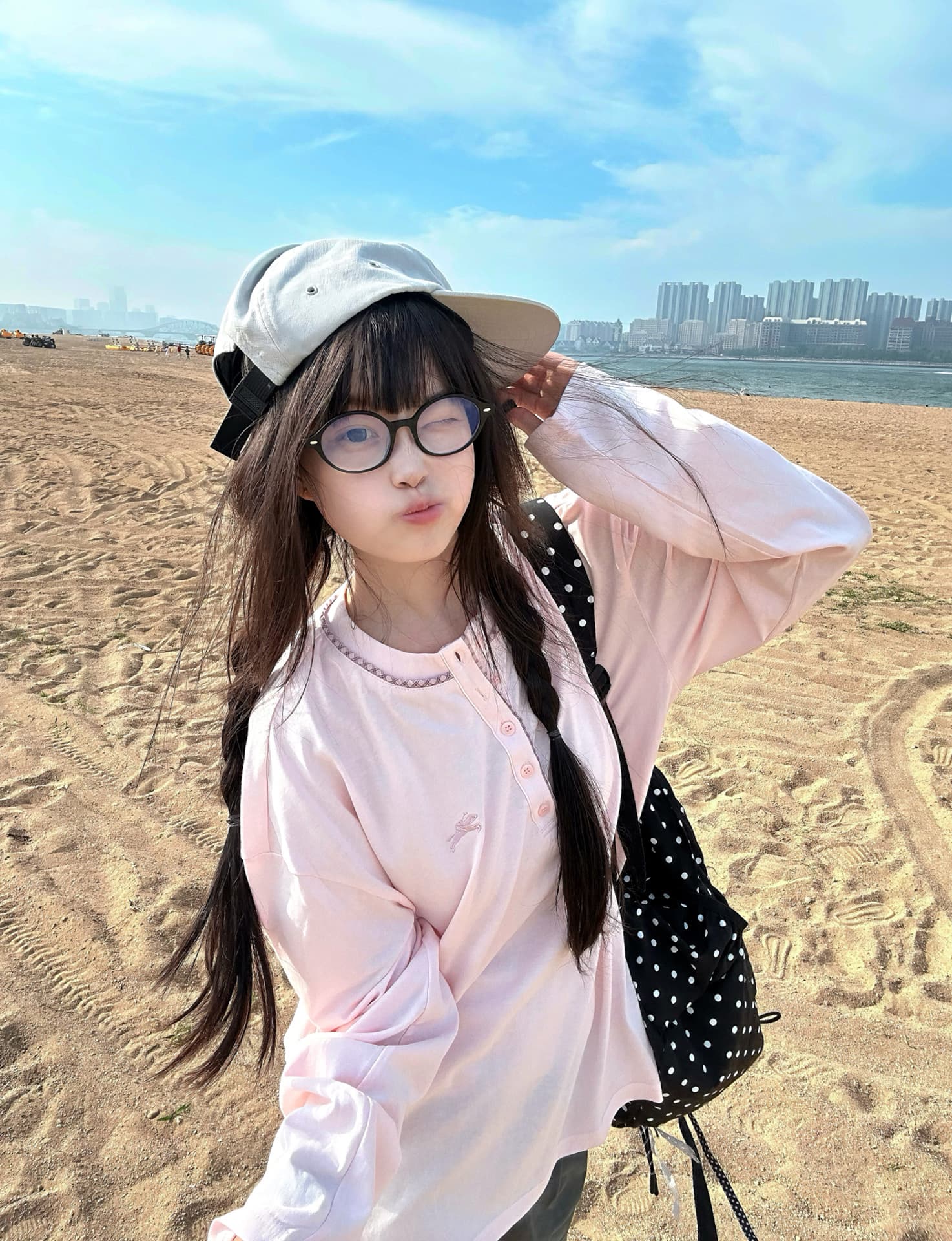 문 펌프 압력 라인 원본 체크무늬 자수 19 지점 220 그램 순면 긴팔 티셔츠 상세 이미지 1