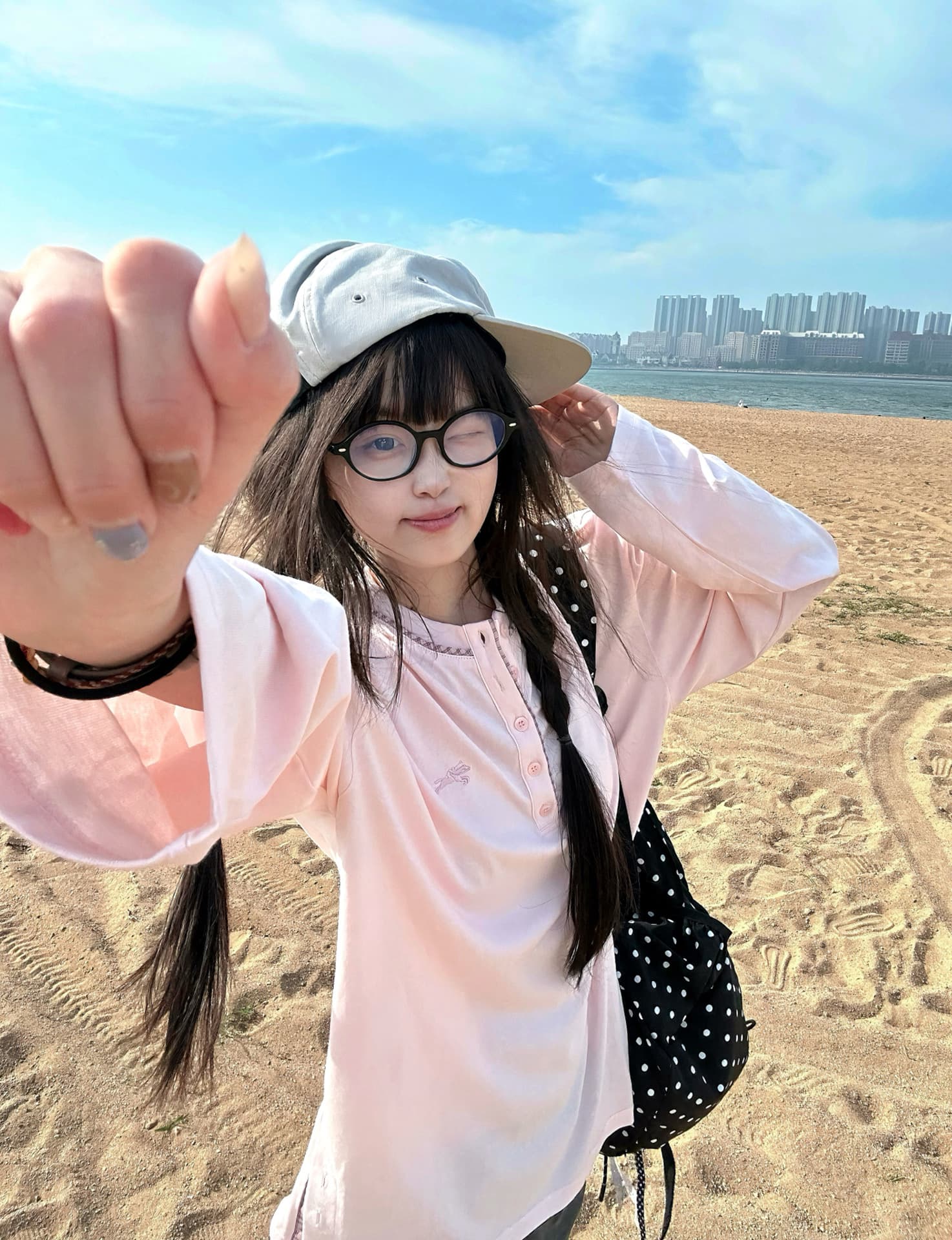 문 펌프 압력 라인 원본 체크무늬 자수 19 지점 220 그램 순면 긴팔 티셔츠 상세 이미지 3