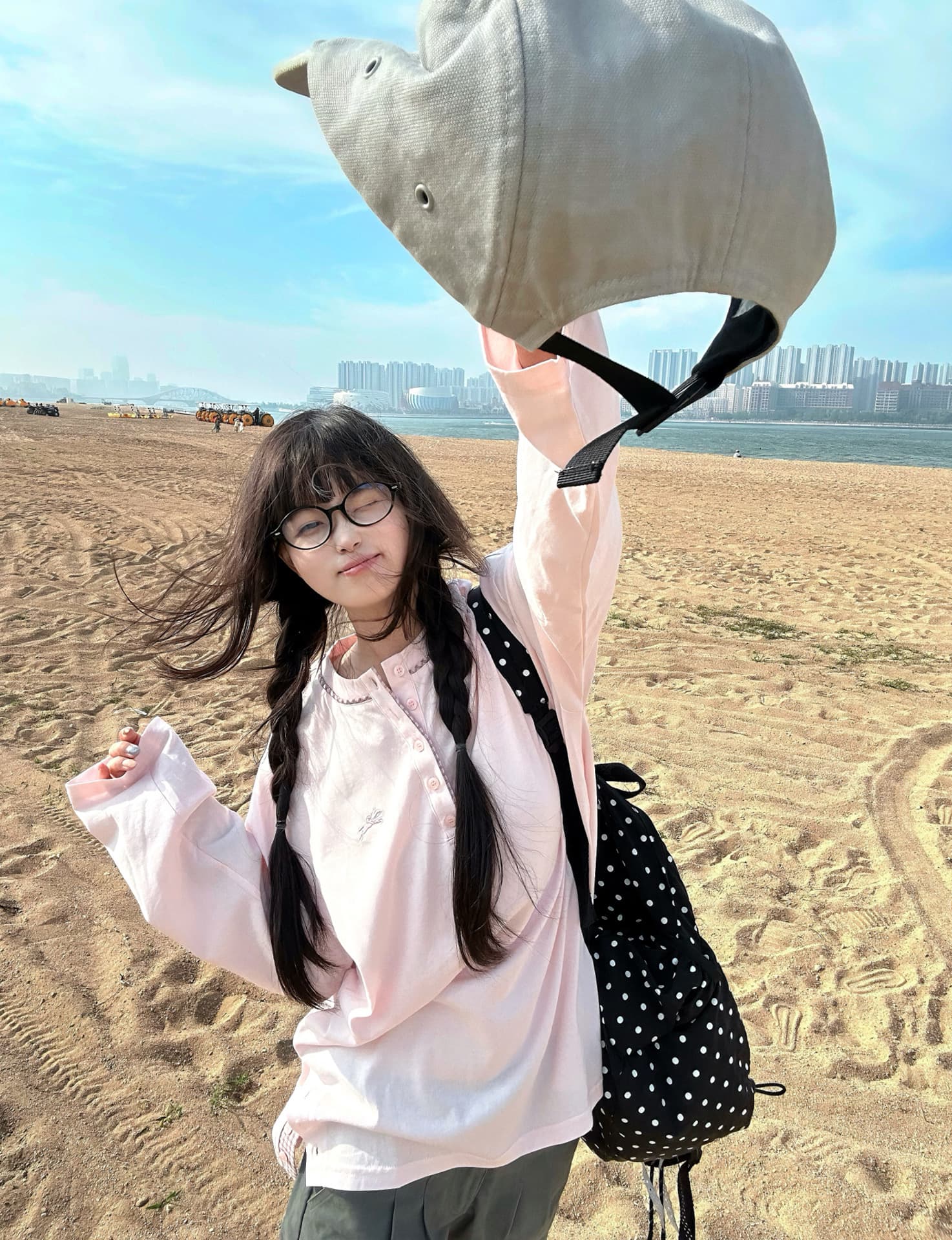 문 펌프 압력 라인 원본 체크무늬 자수 19 지점 220 그램 순면 긴팔 티셔츠 상세 이미지 4