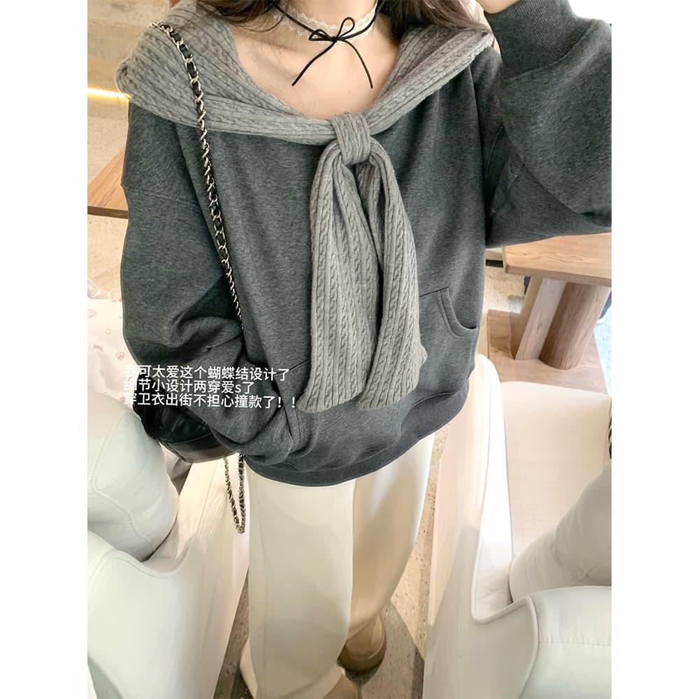 얇은 스타일 털이 있는 원본 솜씨 소매 구멍 명중 Pleat 이후 패키지 칼라 순수한 Mianhua 면 복합 후드티 상세 이미지 2
