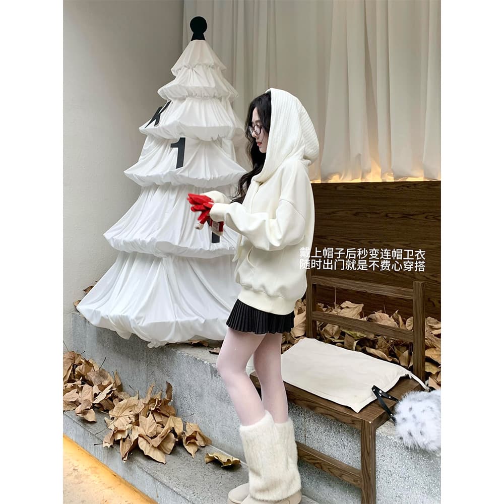 얇은 스타일 털이 있는 원본 솜씨 소매 구멍 명중 Pleat 이후 패키지 칼라 순수한 Mianhua 면 복합 후드티 상세 이미지 8