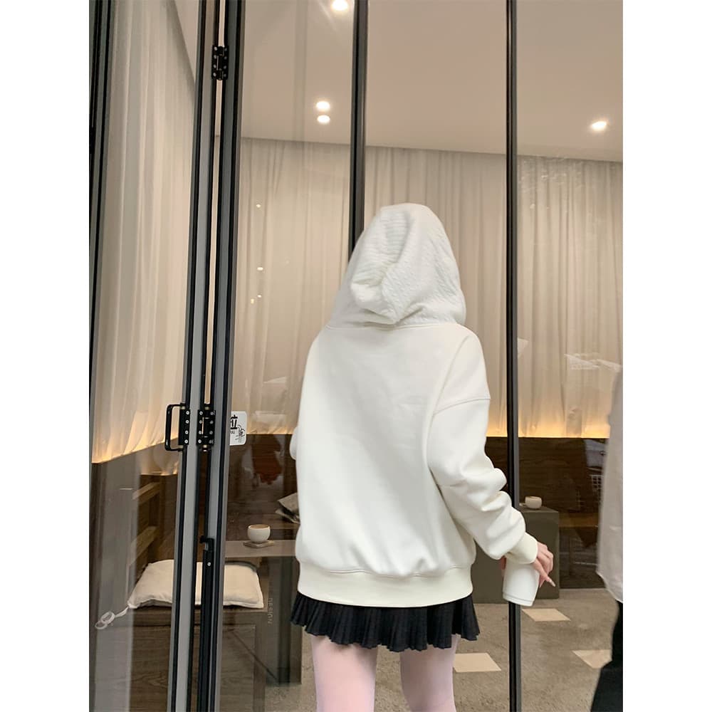 얇은 스타일 털이 있는 원본 솜씨 소매 구멍 명중 Pleat 이후 패키지 칼라 순수한 Mianhua 면 복합 후드티 상세 이미지 10