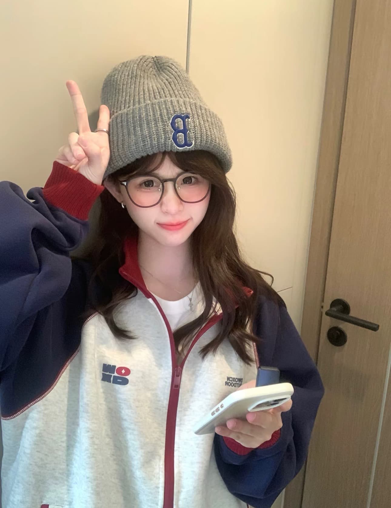 얇은 스타일 백금 지퍼 맞춤 Luokou 순수한 Mianhua 면 복합 후드티 여성 상세 이미지 1