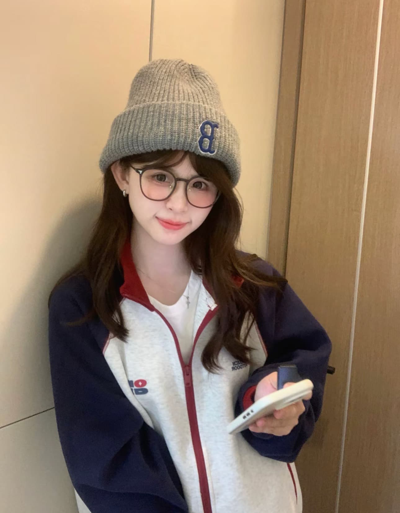 얇은 스타일 백금 지퍼 맞춤 Luokou 순수한 Mianhua 면 복합 후드티 여성 상세 이미지 2