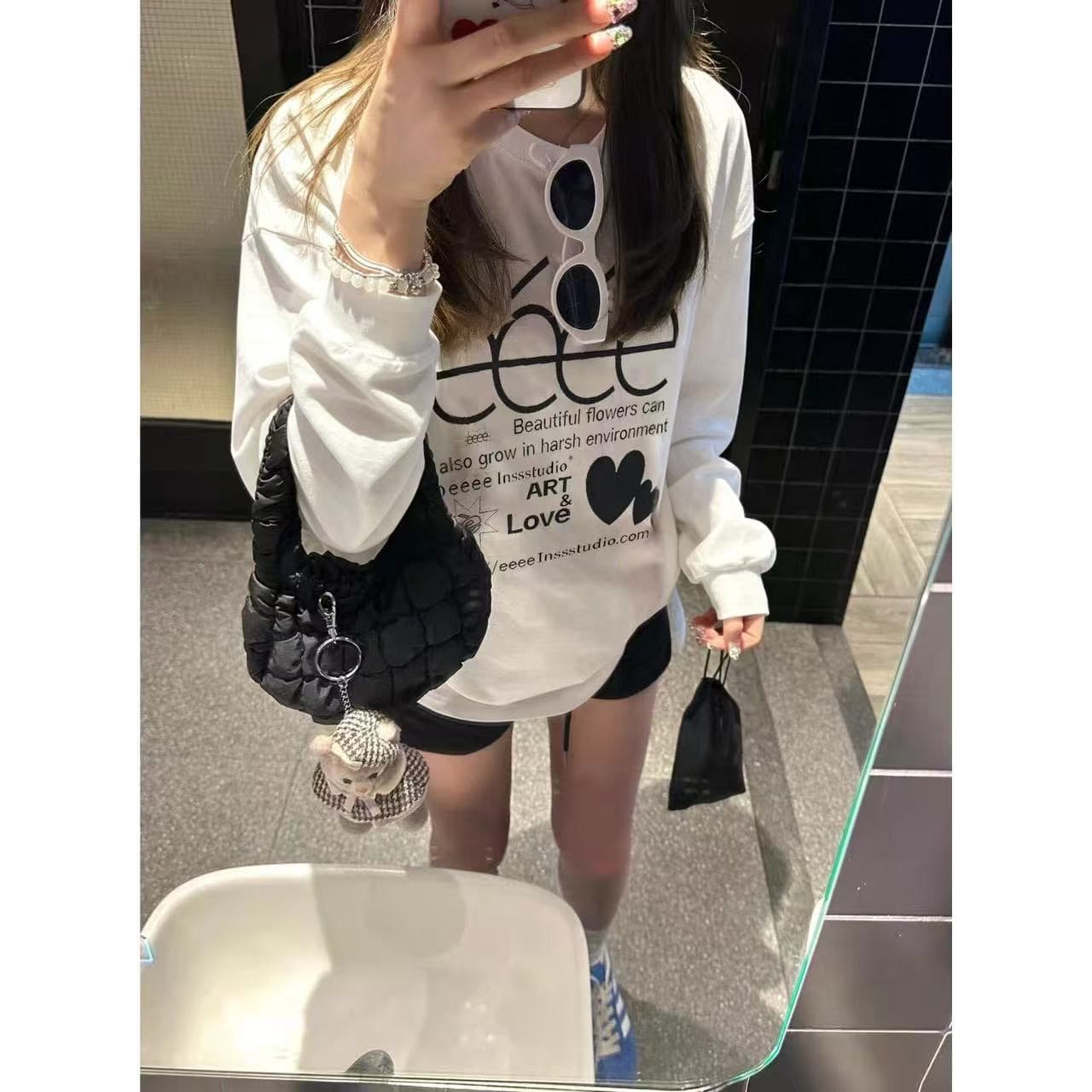 21 순면 이후 패키지 칼라 새로운 라운드 넥 뭉치 구두 긴팔 프린트 티셔츠 상세 이미지 3