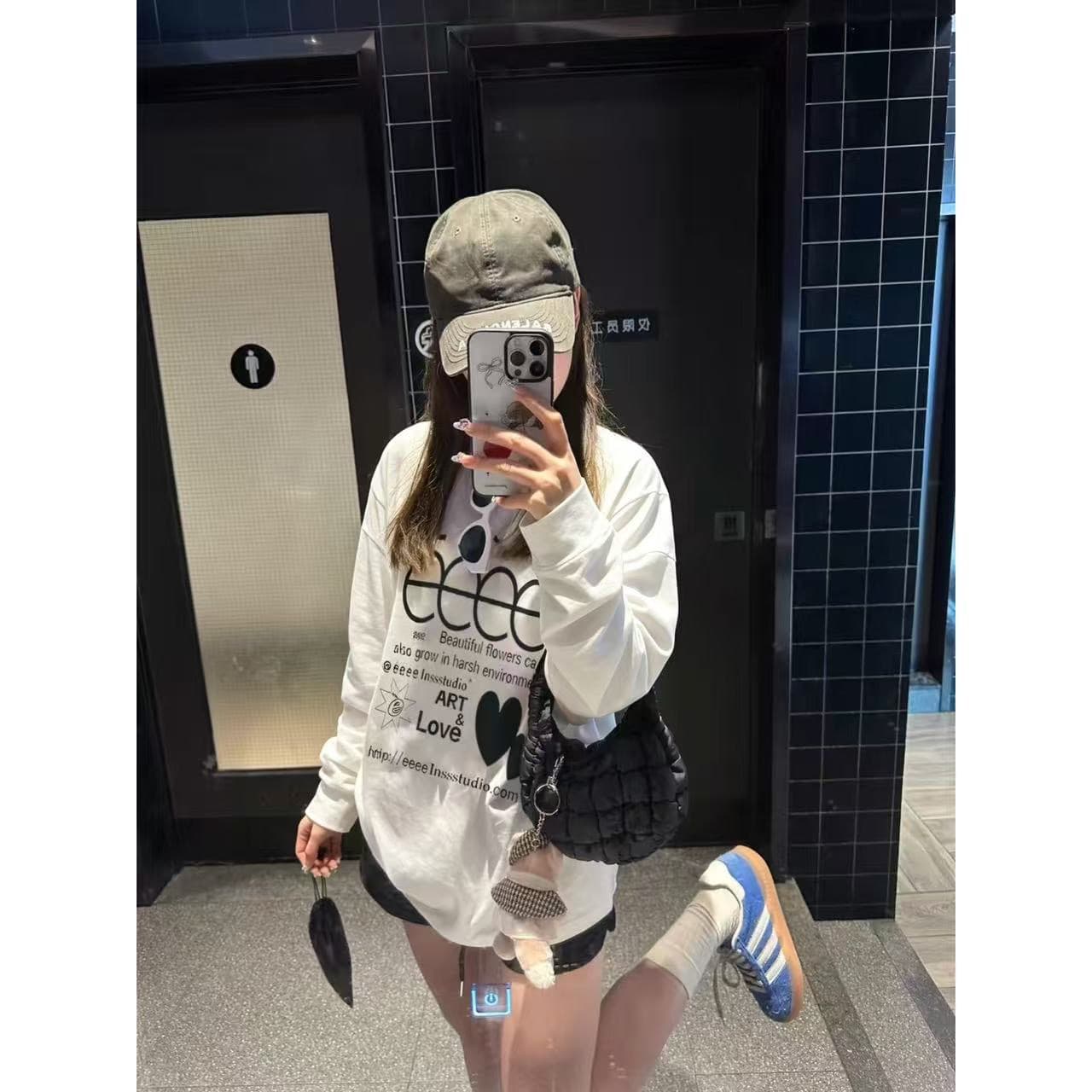 21 순면 이후 패키지 칼라 새로운 라운드 넥 뭉치 구두 긴팔 프린트 티셔츠 상세 이미지 4