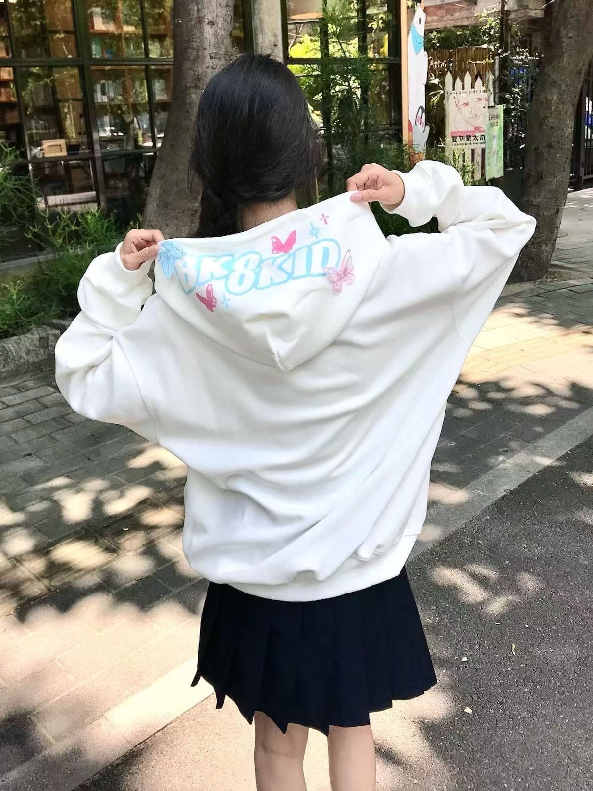 좋은 품질 원본 솜씨 자수 나비 부형제 순수한 Mianhua 면 복합 후드 티 스웨터