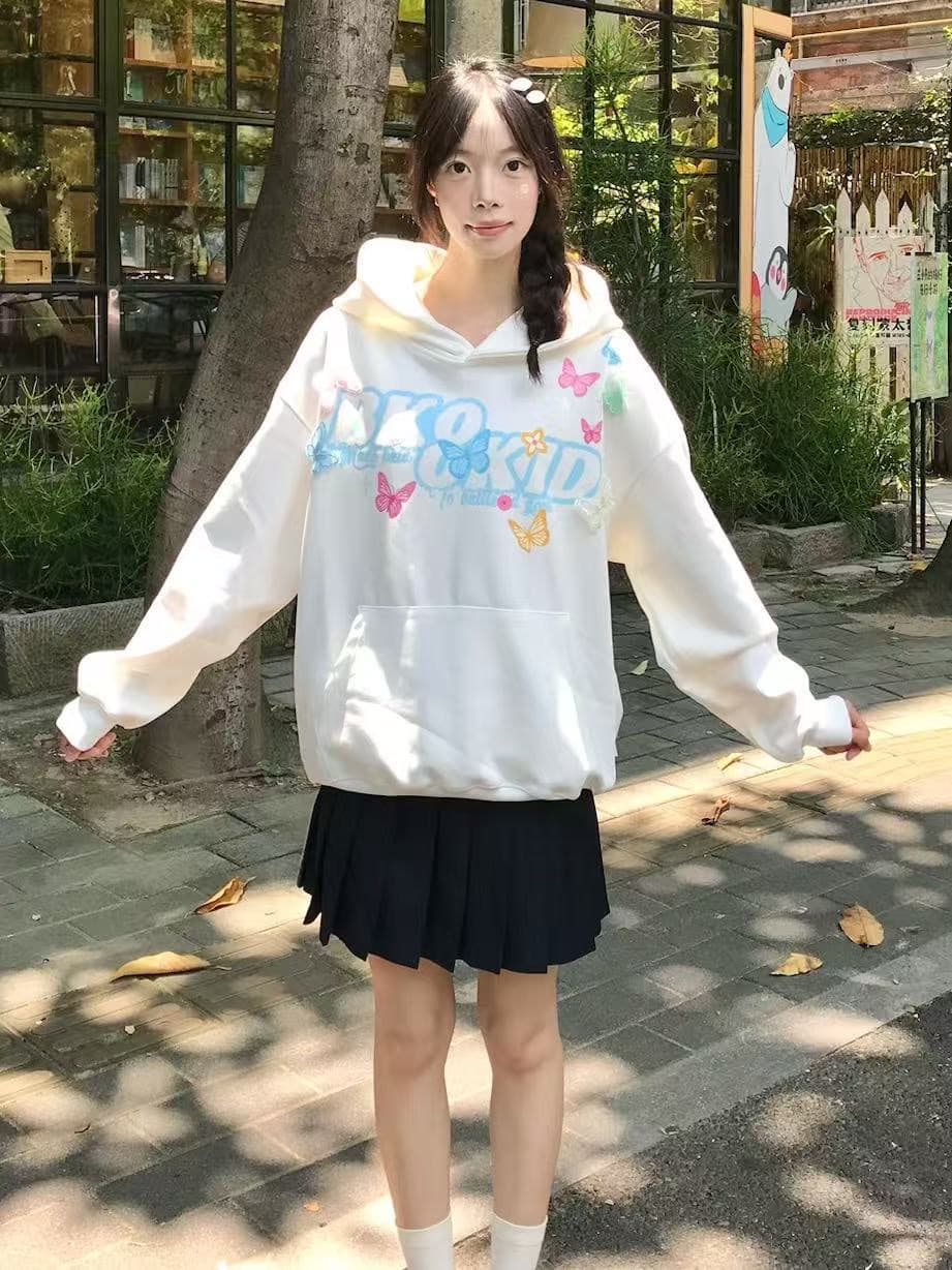 좋은 품질 원본 솜씨 자수 나비 부형제 순수한 Mianhua 면 복합 후드 티 스웨터 상세 이미지 3