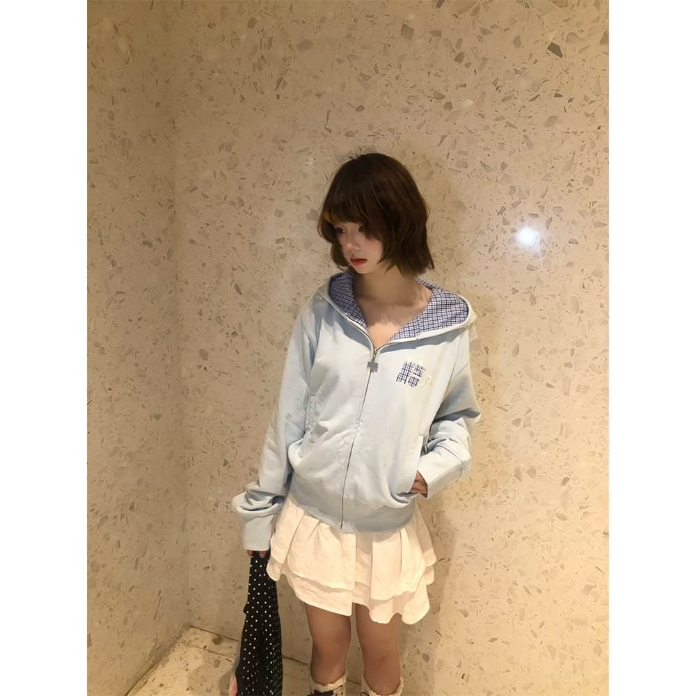 얇은 스타일 자수 인사이드 펌프 순수한 Mianhua 면 복합 후드티 여성 상세 이미지 3