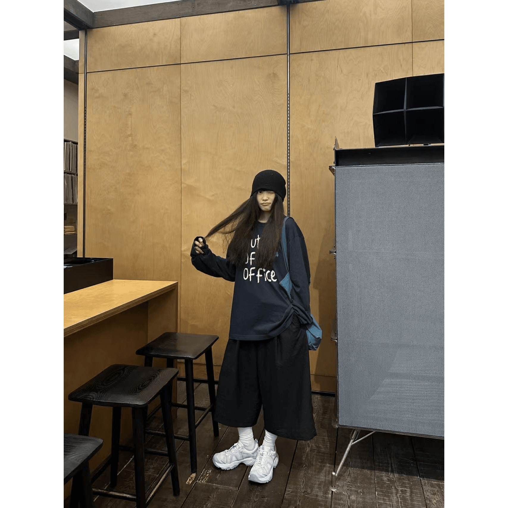 높은 품질 순면 200그램 21 빗질하다 정밀 프린트 가을 루즈핏 긴팔 티셔츠 여성 이미지 5