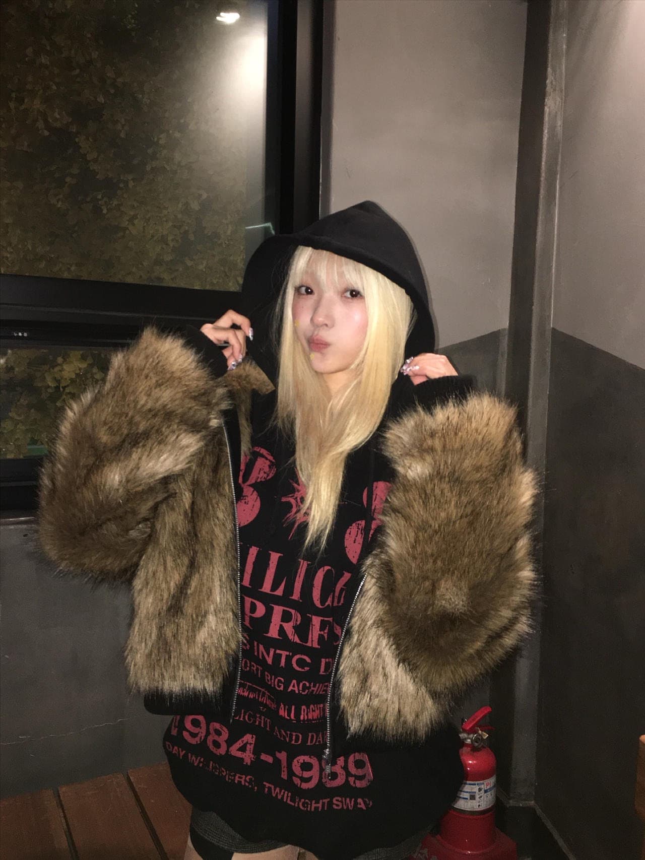 후아 면 복합 얇은 스타일 320 그램 털이 있는 420g 헝겊 느낌 프린트 없음 모자 로프 후드 티 스웨터 상세 이미지 5