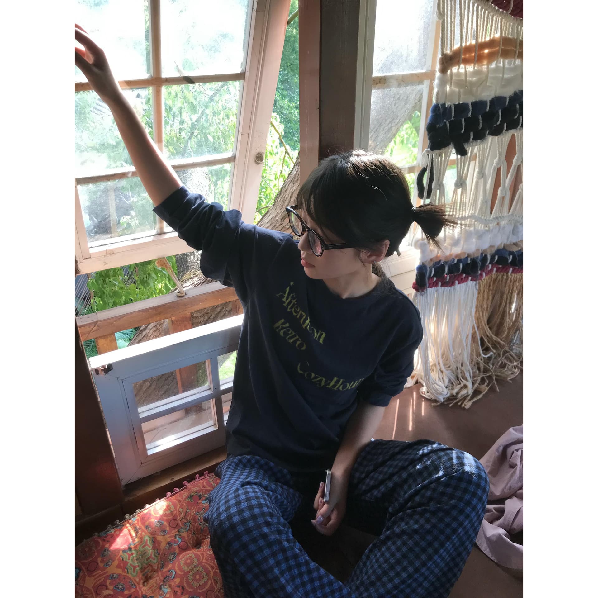 높은 품질 순면 200그램 21 빗질하다 정밀 프린트 가을 루즈핏 긴팔 티셔츠 여성 이미지 5