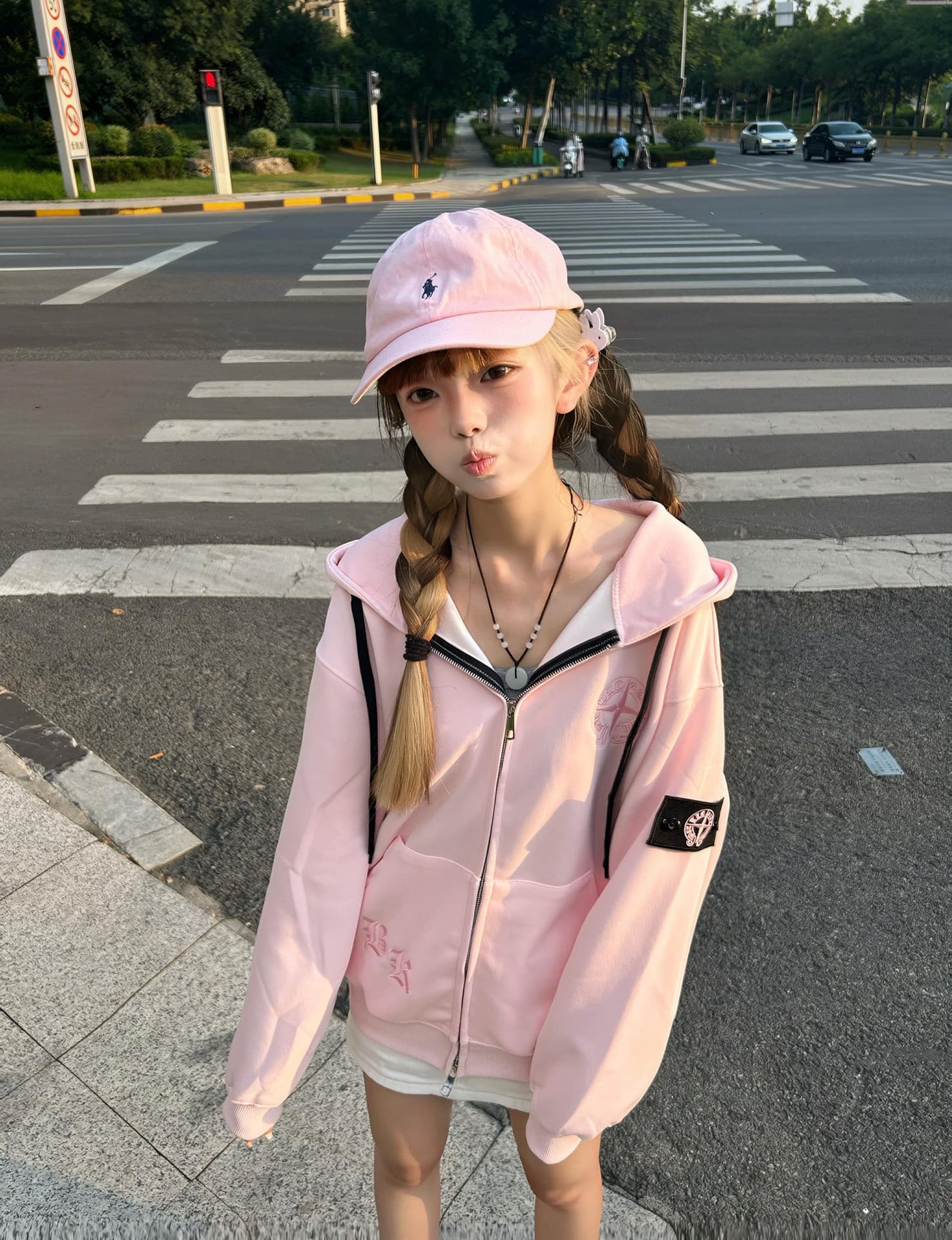 얇은 스타일 백금 지퍼 자수 범프 휘장 이후 패키지 칼라 순수한 Mianhua 면 복합 후드티 이미지 3