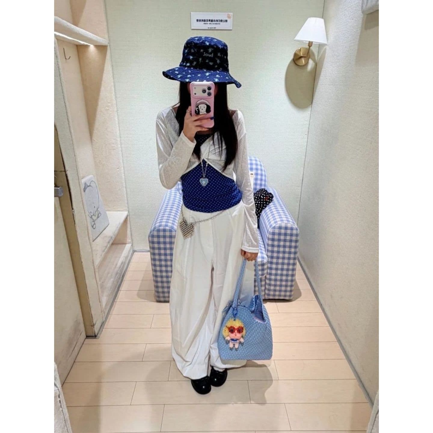 광저우 눈꽃 면 165 그램 한 부서 달콤한 자매 비틀림 작은 대중 디자인 센스 느긋한 바람 블라우스 상세 이미지 3