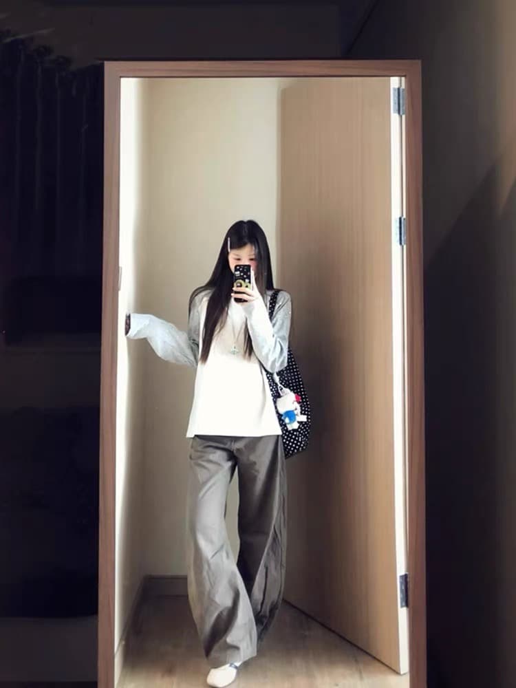 순면 220 그램 긴팔 티셔츠 여성 상세 이미지 5