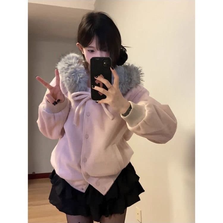 얇은 스타일 솜을 넣은 털이 있는 원본 솜씨 원본 원단 여성 코트 이미지 2