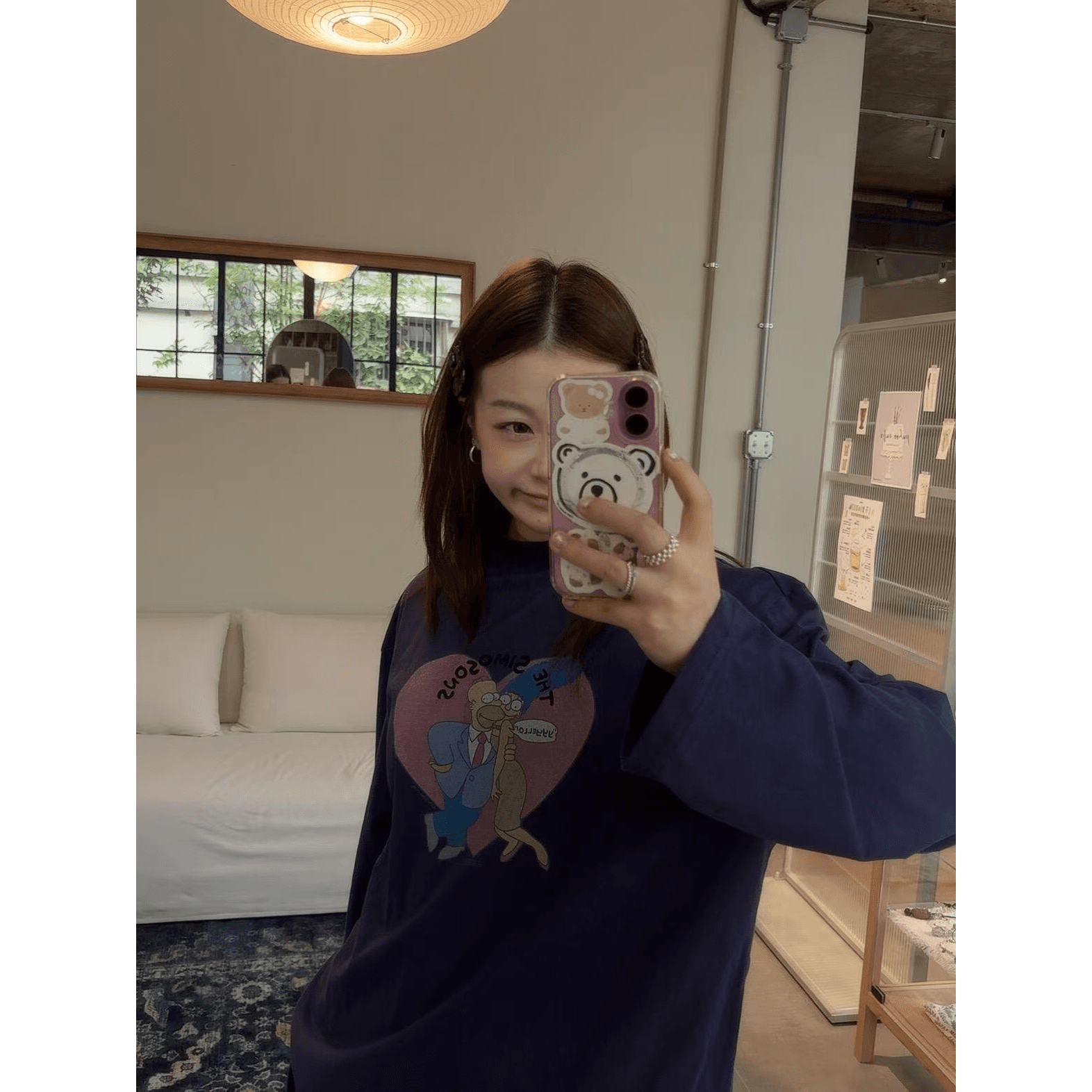빗질하다 닫기 순면 이후 패키지 칼라 긴팔 라운드 넥 티셔츠 알파벳 프린트 맨위 이미지 5