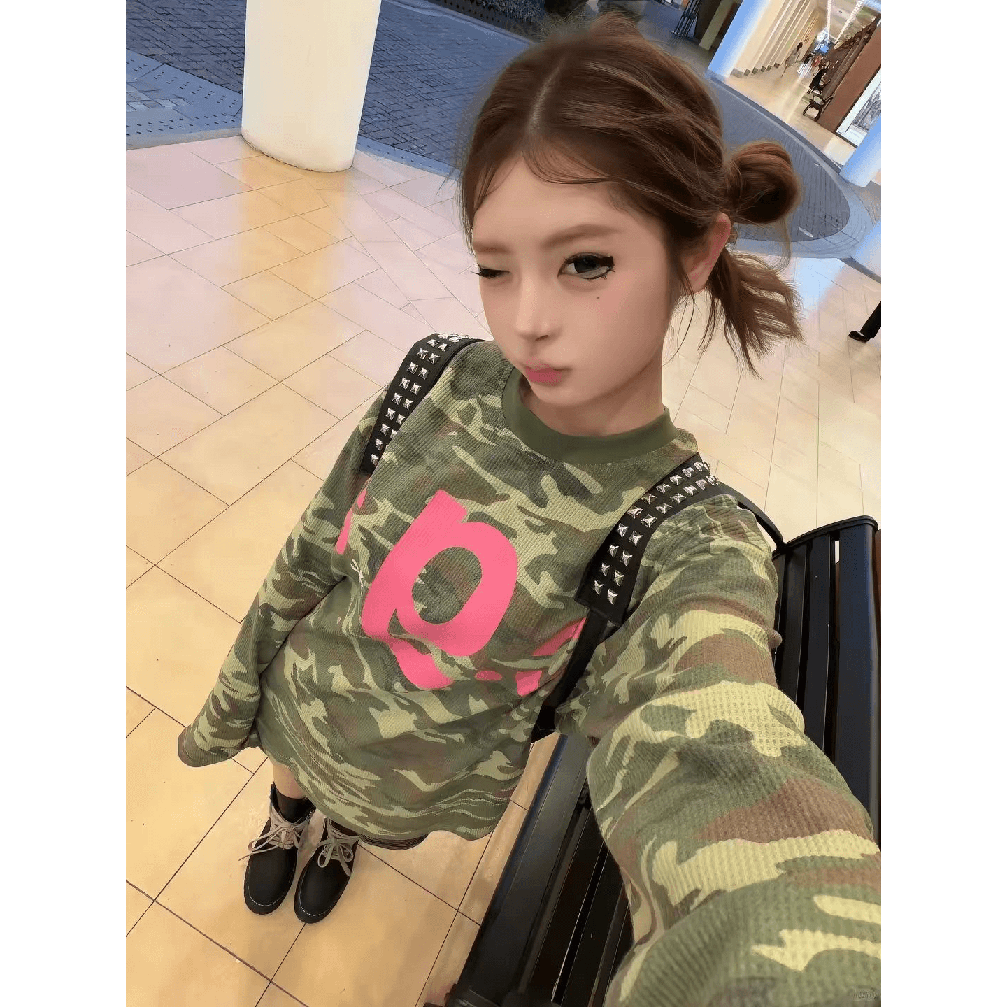 광저우 후아 남편 그리드 원본 크기 이후 패키지 칼라 프린트 카모플라주 티셔츠 이미지 5