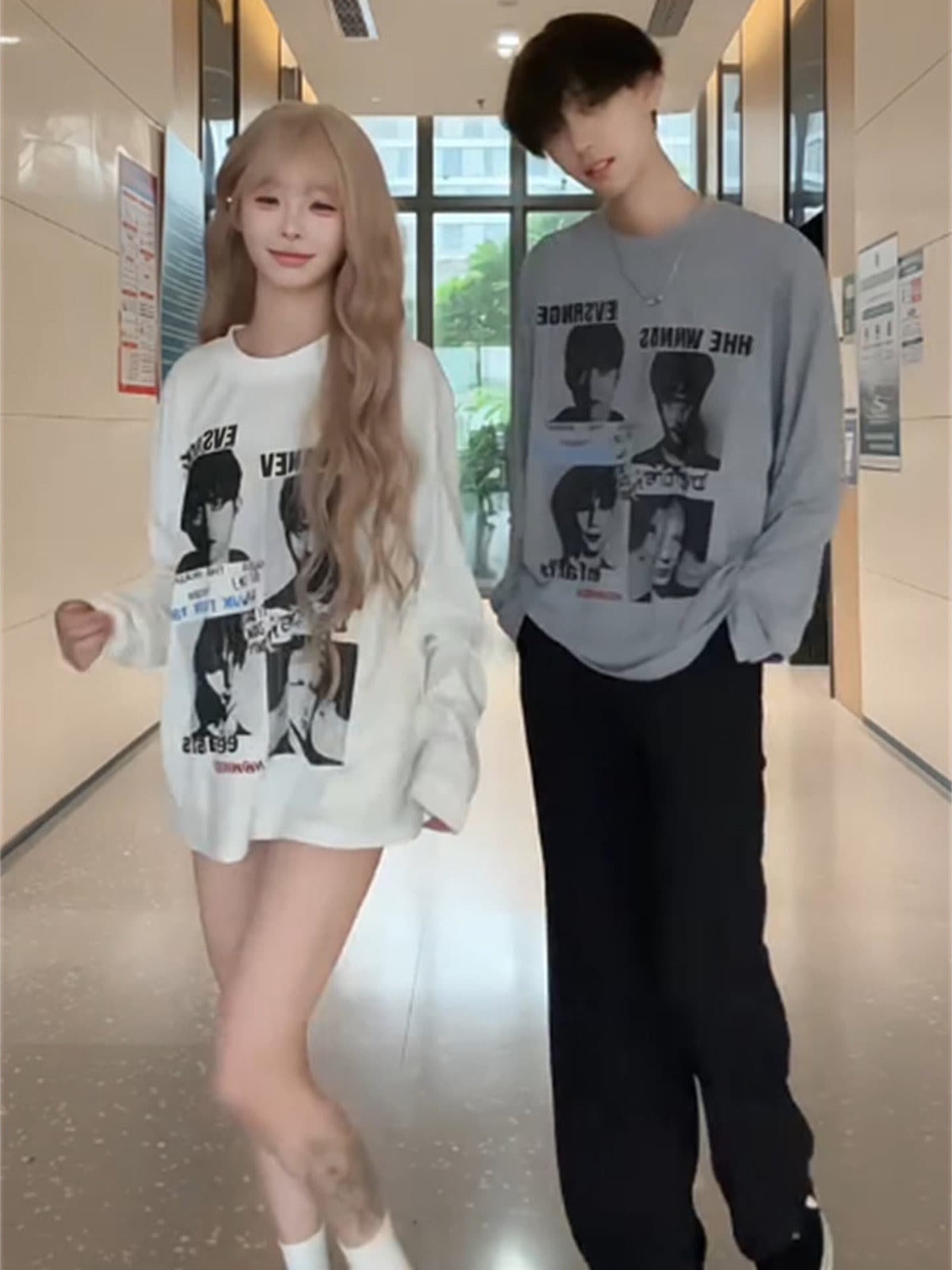 높은 품질 순면 200그램 21 빗질하다 정밀 프린트 가을 루즈핏 긴팔 티셔츠 여성 이미지 4