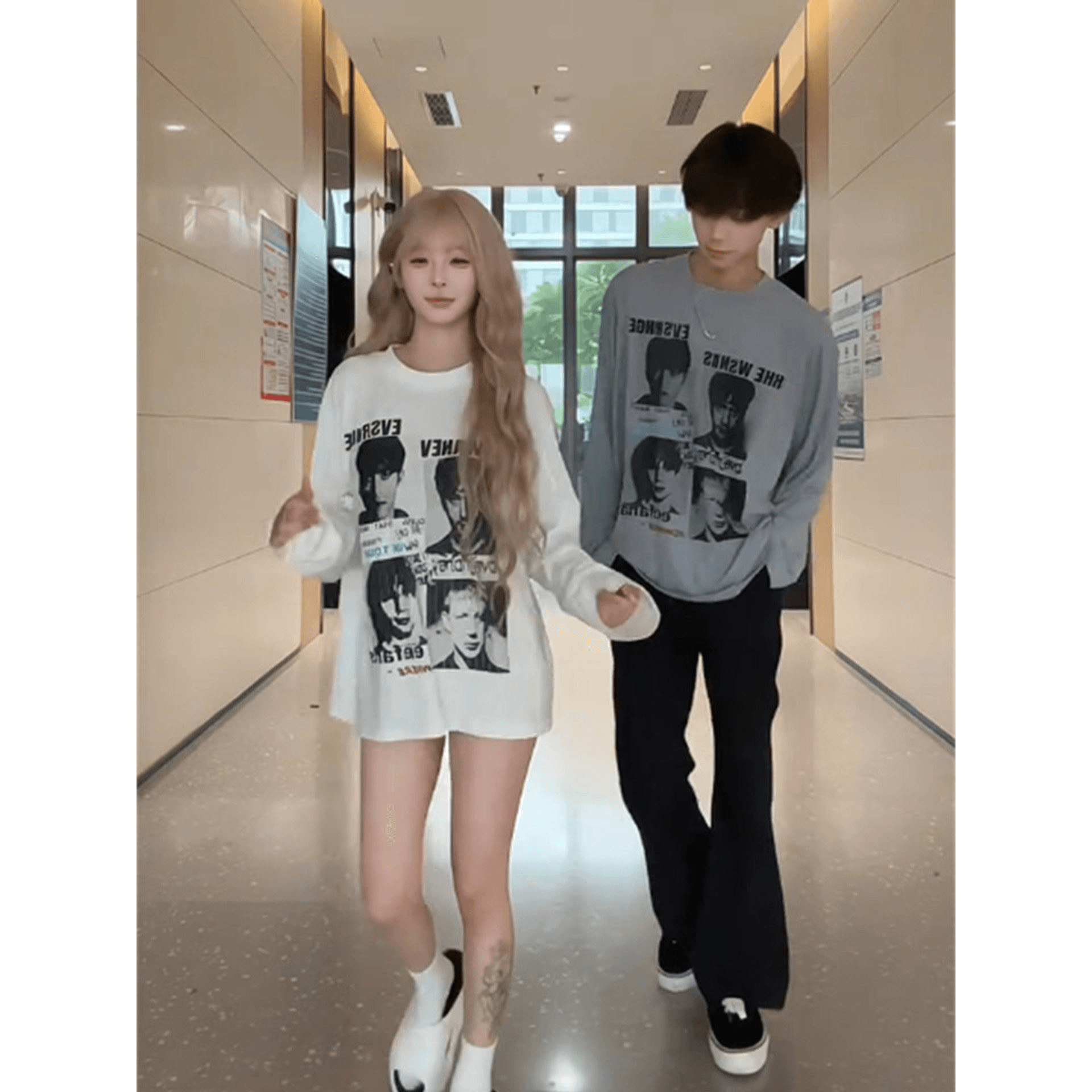 높은 품질 순면 200그램 21 빗질하다 정밀 프린트 가을 루즈핏 긴팔 티셔츠 여성 이미지 5