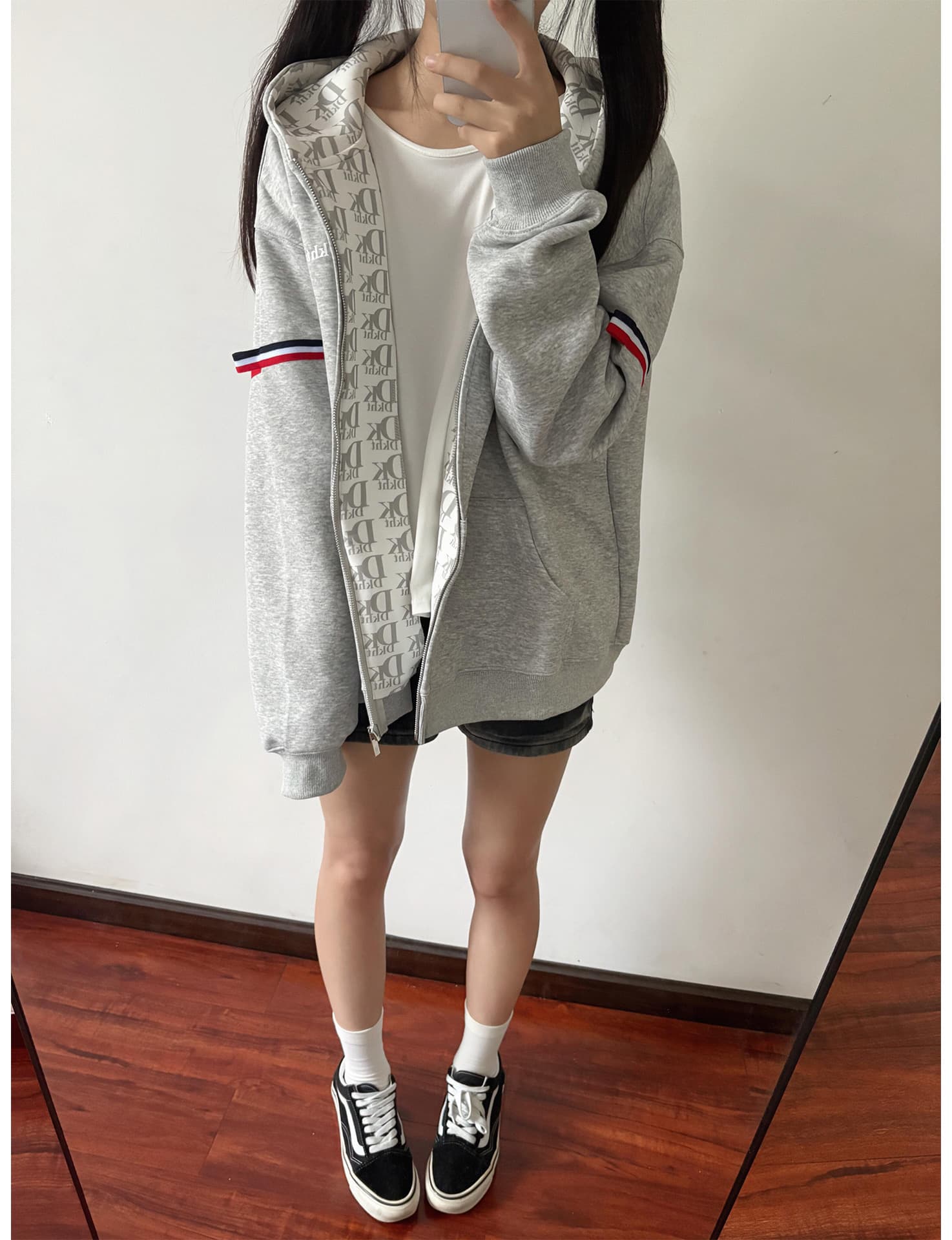 얇은 스타일 백금 지퍼 인사이드 펌프 이후 패키지 칼라 순수한 Mianhua 면 복합 후드티 상세 이미지 3