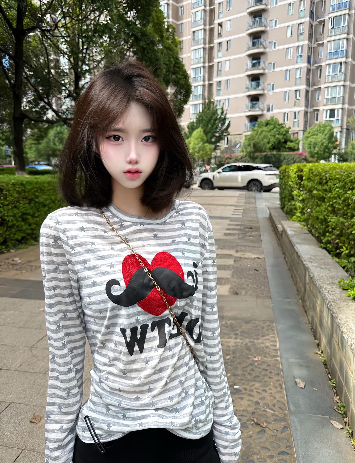 프린트 핫픽스 광저우 원본 원단 긴팔 티셔츠 여성 상세 이미지 3