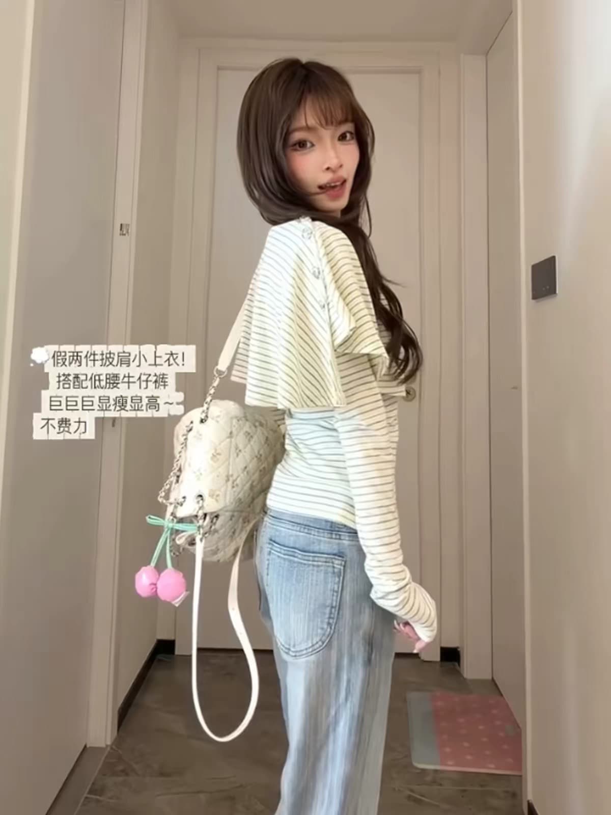 40 순면 220 그램 페이크 레이어드 긴팔 이미지 2