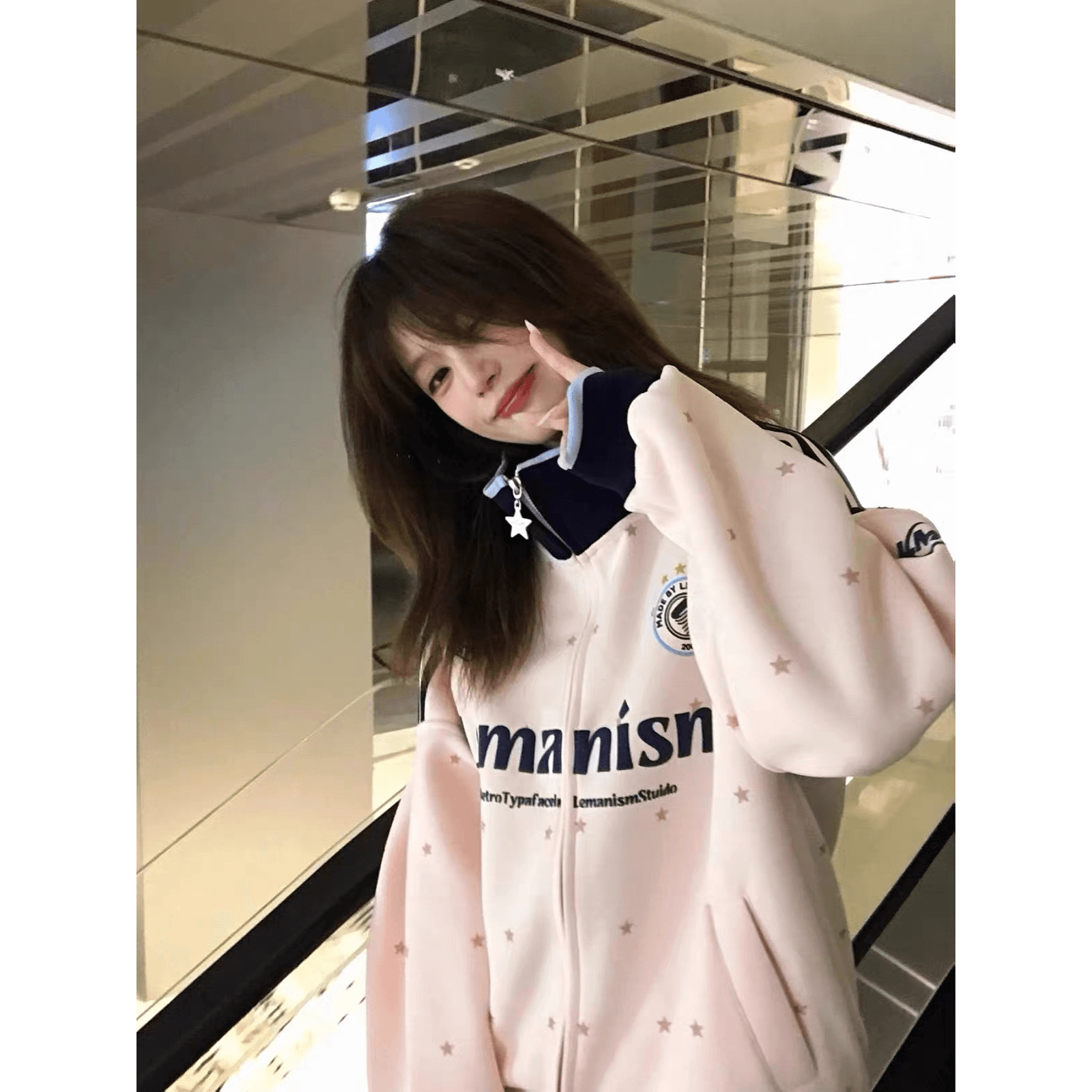있음 선적 얇은 스타일 원본 압력 라인 원본 지퍼 포밍 프린트 순수한 Mianhua 면 후드티 이미지 5