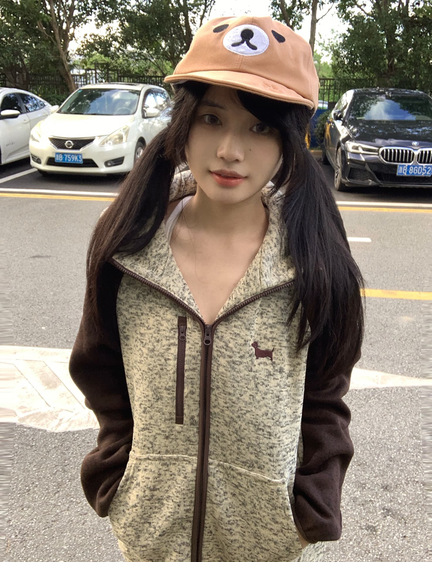 플리스 섹션 자수 원본 솜씨 광저우 원본 원단 후드티 여성 상세 이미지 9