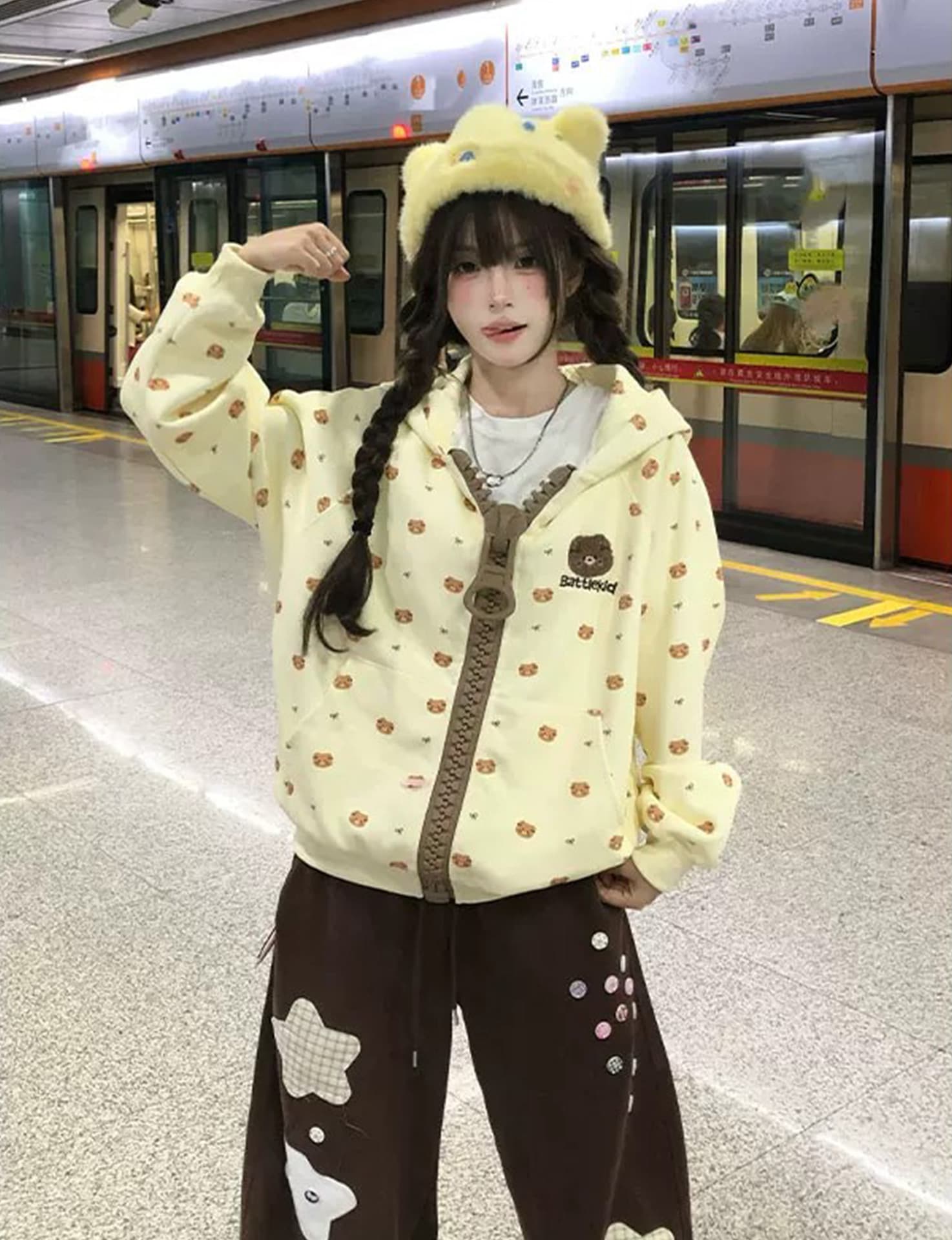 얇은 스타일 털이 있는 원본 대 지퍼 자수 이후 패키지 칼라 순수한 Mianhua 면 복합 후드티 상세 이미지 1