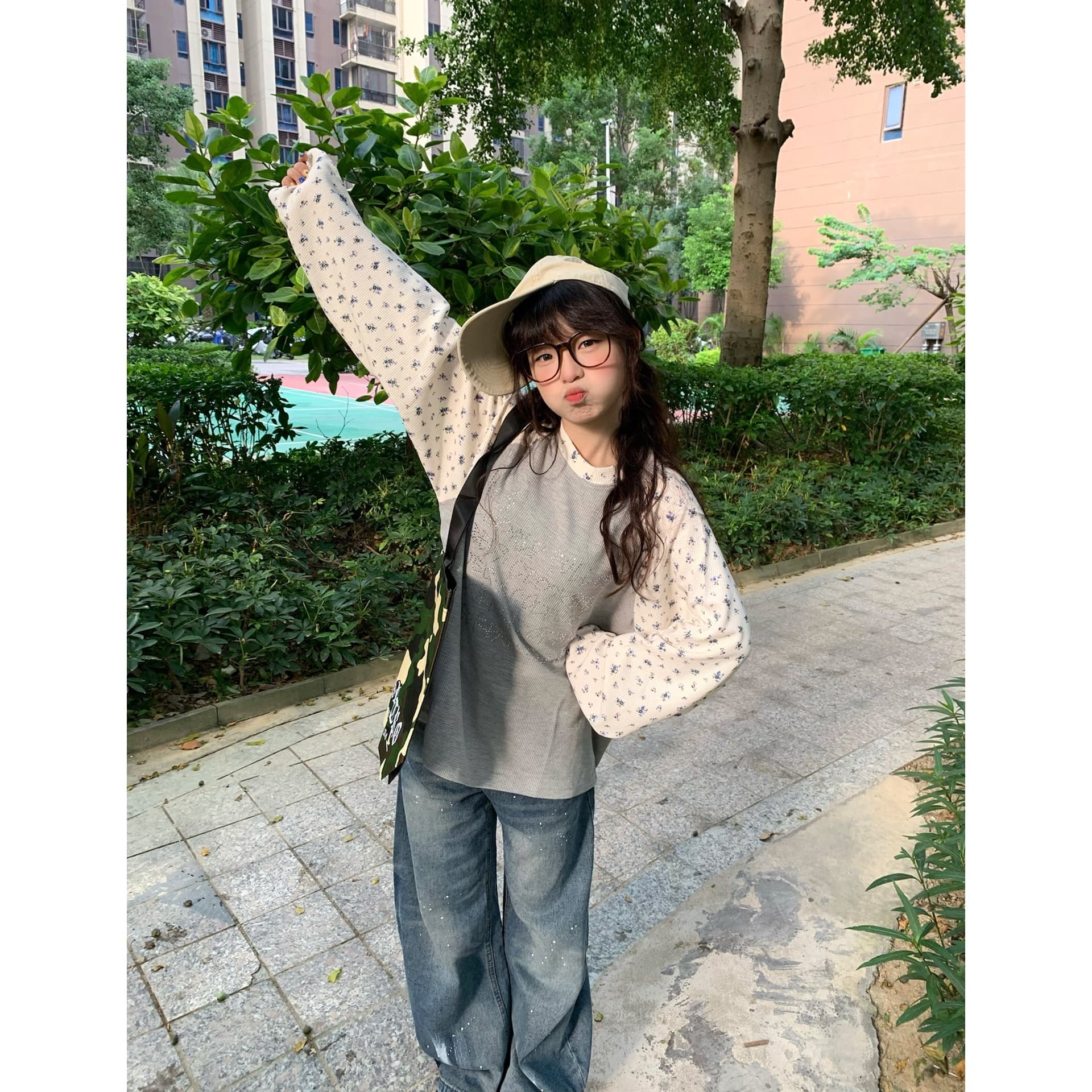 원본 솜씨 6535 후아 남편 그리드 250그램 긴팔 티셔츠 여성 이미지 5