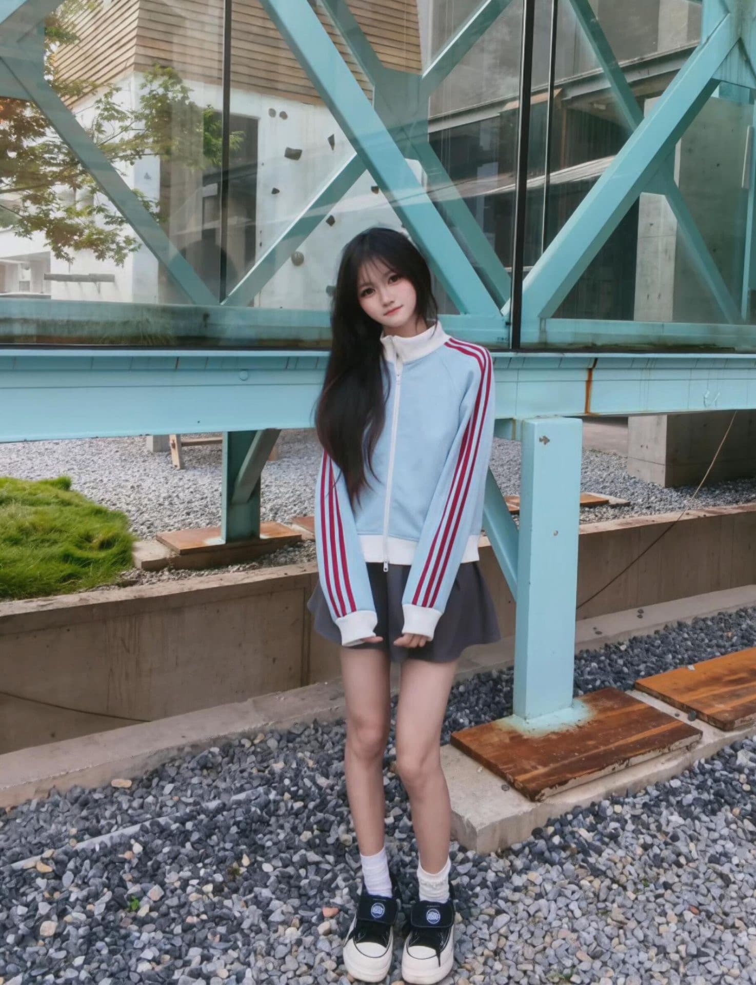 얇은 스타일 쇼트 스타일 원본 것 맞춤 달팽이 구두 광저우 후아 남편 그리드 복합 스탠드 칼라 지퍼 후드티 상세 이미지 3