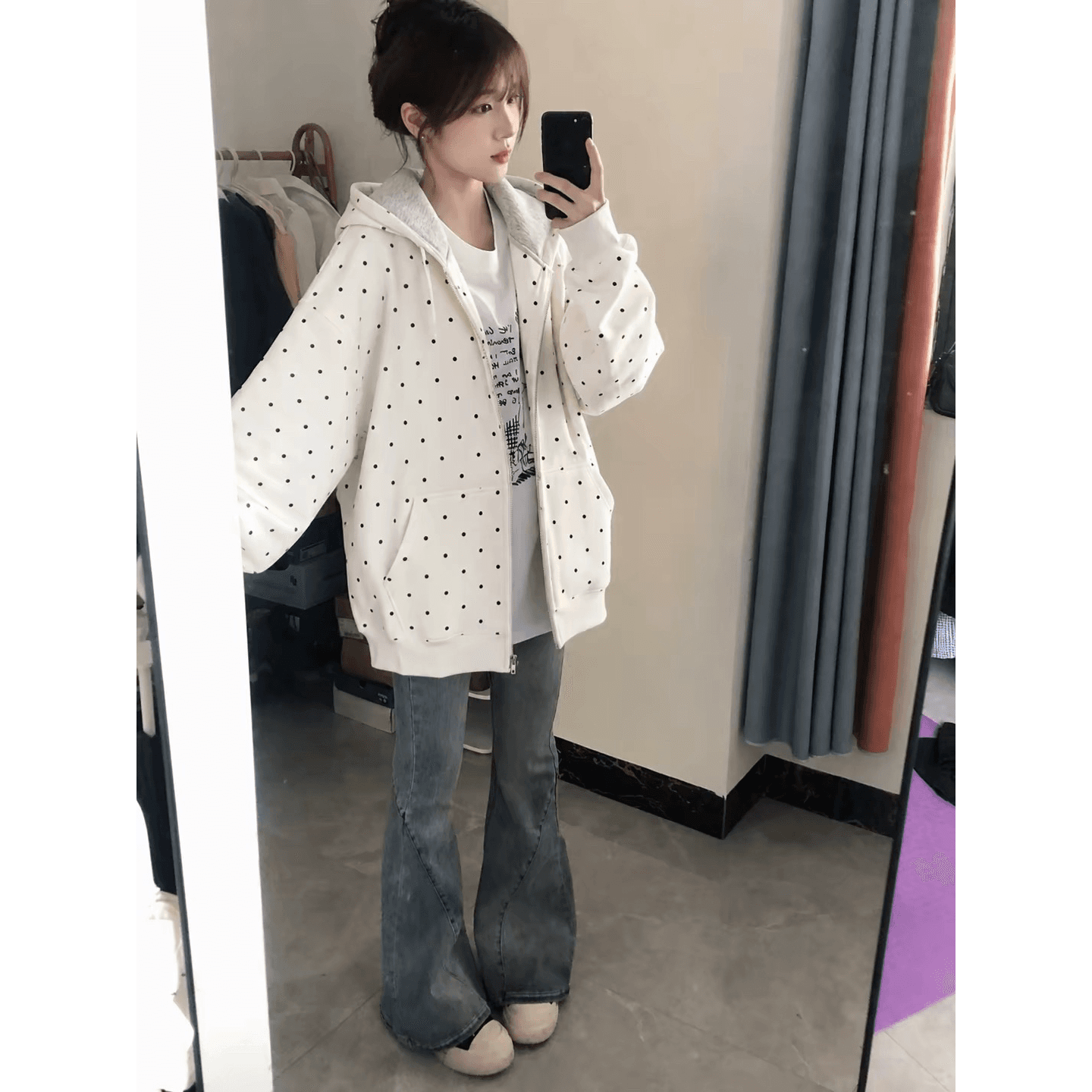 얇은 스타일 있음 인사이드 펌프 순수한 Mianhua 면 복합 후드티 이미지 5