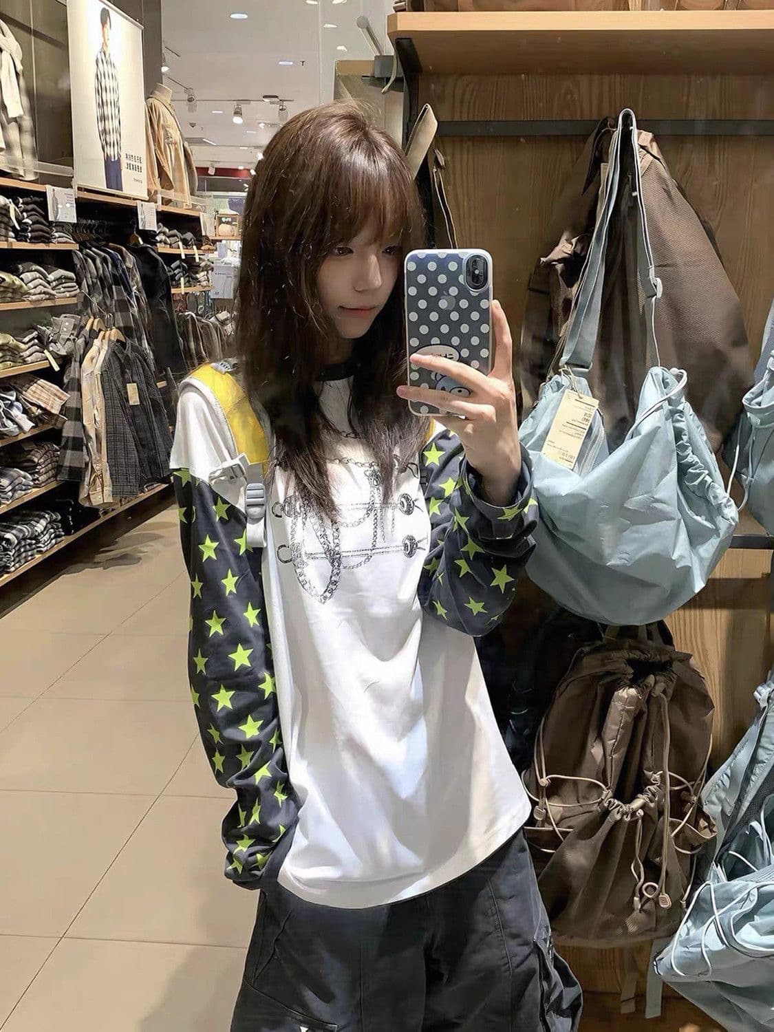 순면 220 그램 빗질하다 닫기 긴팔 티셔츠 여성 상세 이미지 1