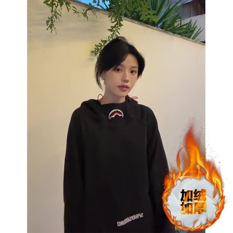 얇은 스타일 털이 있는 후드 티 스웨터 순수한 Mianhua 면 자수 모자 로프 가을 겨울 후드티 재킷 이미지 2