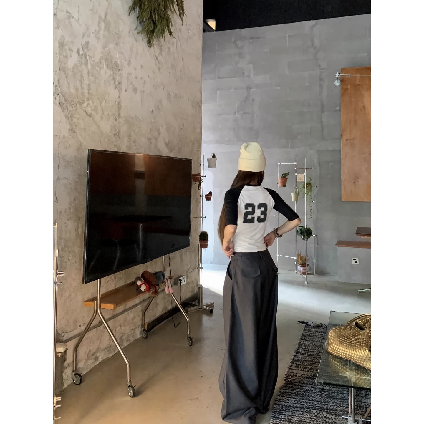 220 그램 눈꽃 양모 몸매 가꾸기 쇼트 스타일 라운드 넥 프린트 반소매 티셔츠 상세 이미지 7