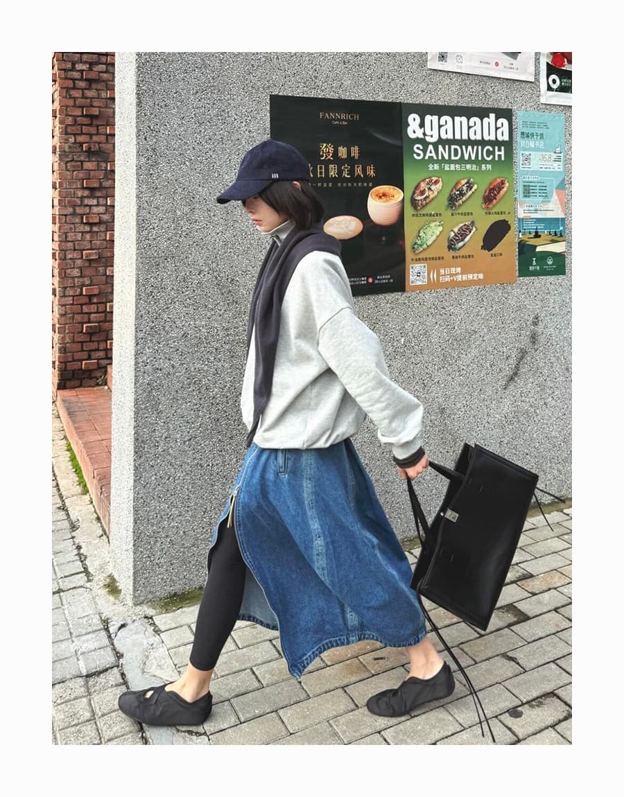 봄 새로운 디자인 센스 출퇴근 프로필 모양 센스 지퍼 데님 스커트 루즈핏 다용도 꽃밭 반신 스커트 롱 스커트 여성 상세 이미지 7