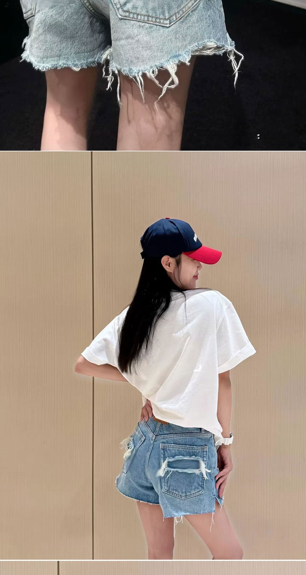 찢어진 부분 마 오래된 알파벳 엠보싱 루즈핏 슬림해 보이는 청바지 반바지 여성 26 봄 여름 새로운 바지 상세 이미지 4
