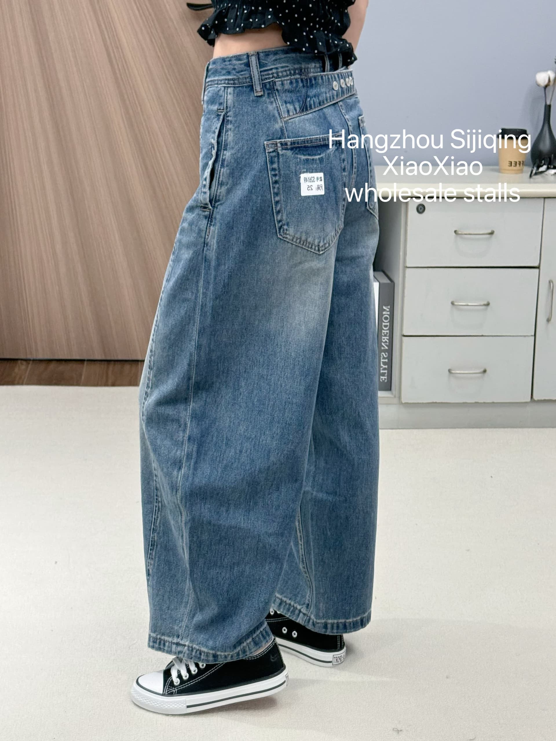 jeans26149 여름 2026 새로운 하이웨이스트 루즈핏 캐주얼 다용도 마이크로 폭탄 넓은 다리 모통이 칼 9 포인트 청바지 여성 y 이미지 5
