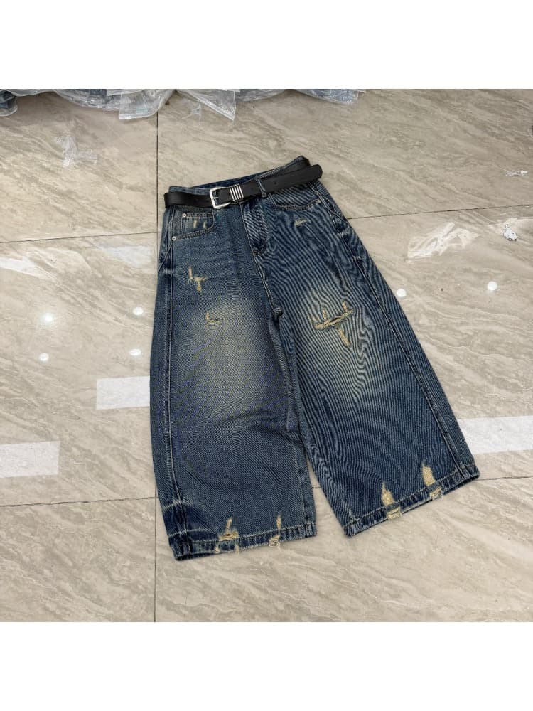 jeans n3331 여름 새로운 8 점 데님 와이드 레깅스 바지 2026 하이웨이스트 없음 폭탄 외국 가스 다용도 바지 상세 이미지 1