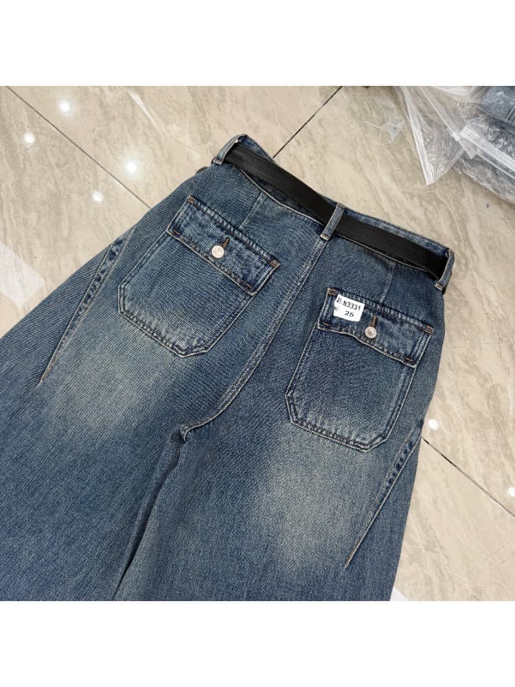 jeans n3331 여름 새로운 8 점 데님 와이드 레깅스 바지 2026 하이웨이스트 없음 폭탄 외국 가스 다용도 바지 상세 이미지 4