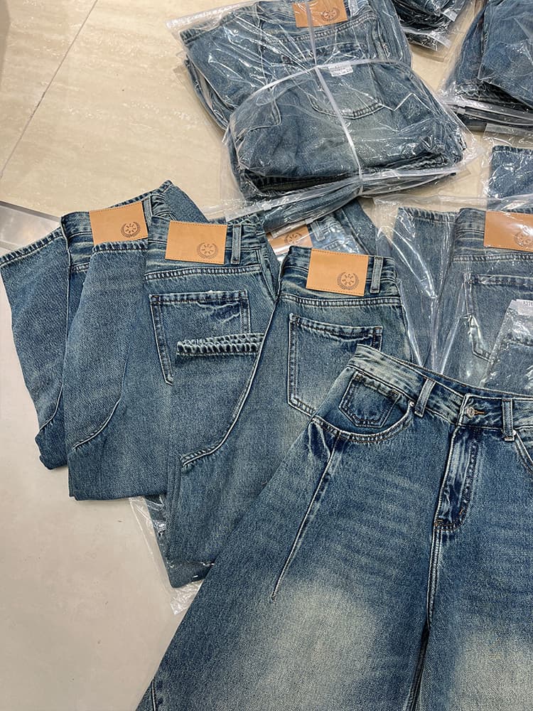 배 모양 몸 복음 자이언트 표지 넓적 다리 한국 jeans 워싱 8 점 바나나 바지 여성 루즈핏 슬림해 보이는 청바지 상세 이미지 5
