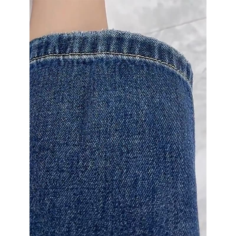 레트로 찢어진 부분 8 점 넓은 다리 청바지 여성 여름 얇은 스타일 루즈핏 슬림해 보이는 작은 키 스트레이트 바지 이미지 6