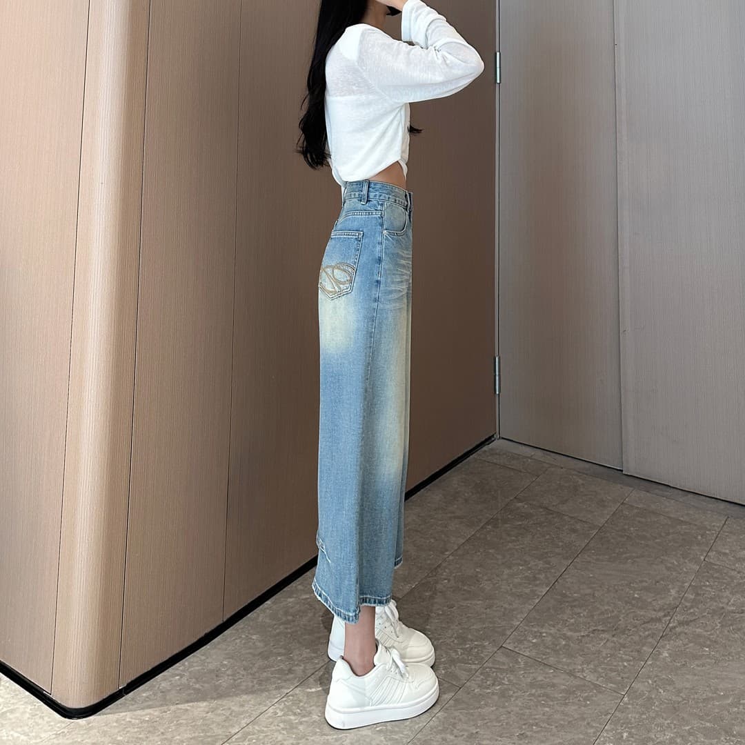 여름 블루 하이웨이스트 넓은 다리 청바지 바지 아이들 2026 얇은 스타일 다용도 루즈핏 슬림해 보이는 새로운 8 점 스트레이트 팬츠 이미지 6