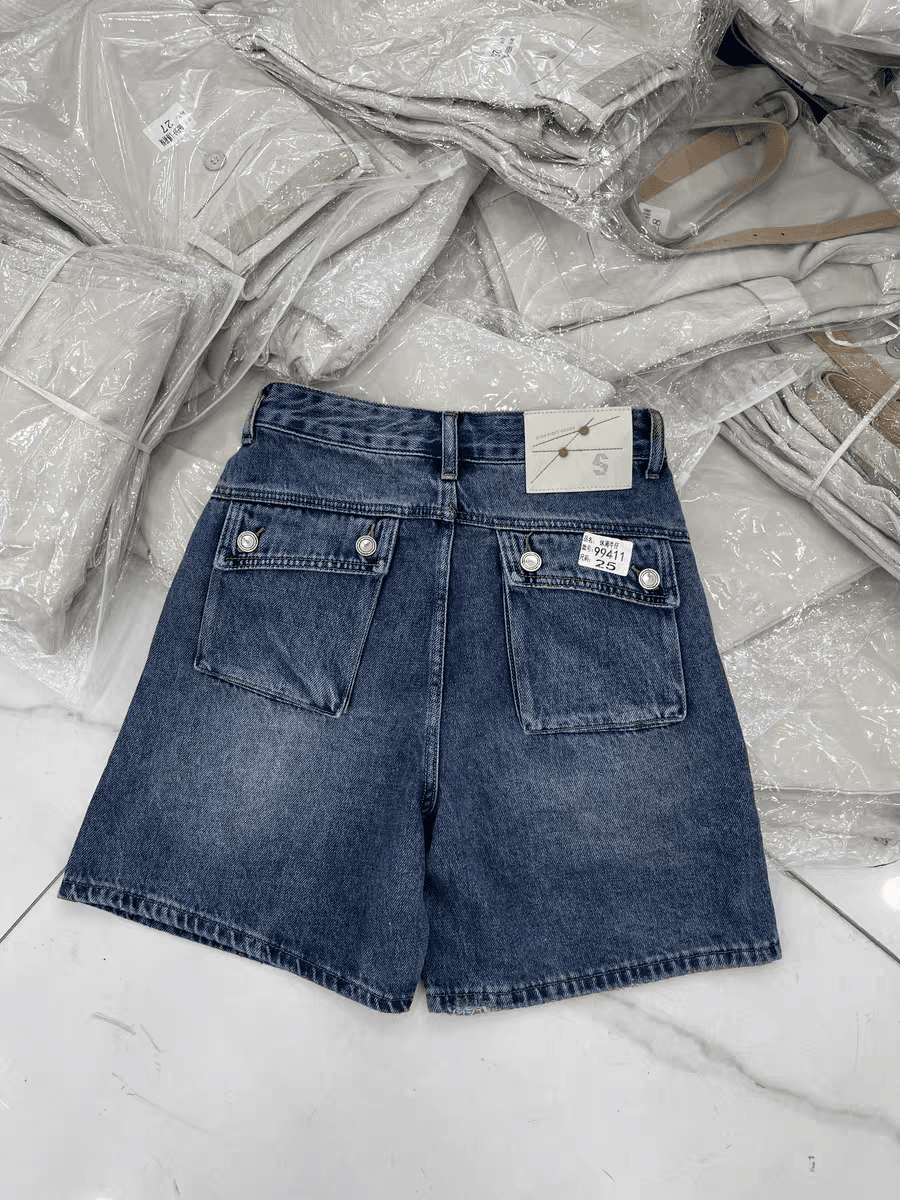유럽 상품 jeans 여름 새로운 하이웨이스트 슬림해 보이는 이후 워크웨어 주머니 데님 반바지 여성 루즈핏 넓은 다리 바지 여성 이미지 3