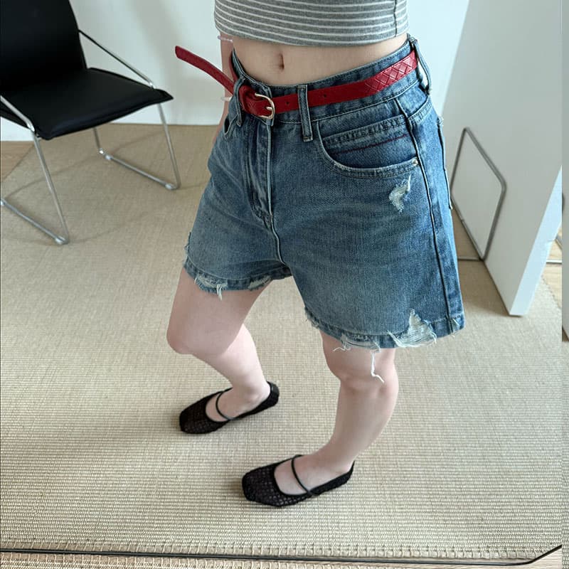 실사 파란색 데님 반바지 여성 외출용 작은 키 한 마디 슬림해 보이는 바지 핫 바지 2026 새로운 여름 얇은 스타일 이미지 4